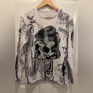 Smoke Rise Edgy Skull Graphic Long Sleeve Shirt
